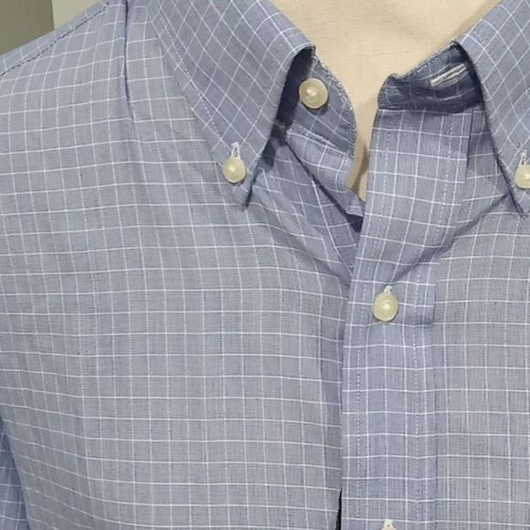 U.S. Polo Assn. 16 /16 1/2 34/35 blue & white check cuff & collar size Larg NWT - Picture 2 of 6